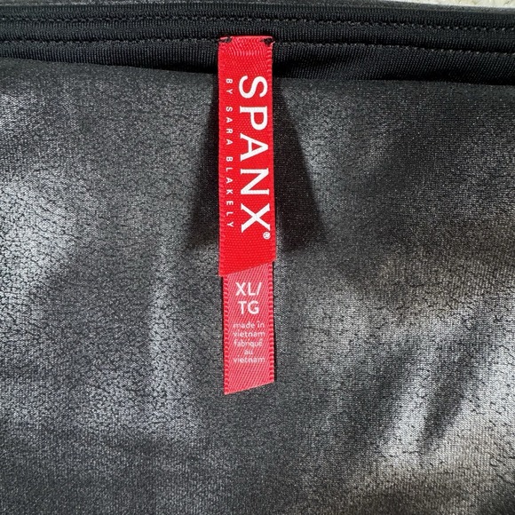 Spanx Women's Black Faux Leather Shimmer Pull On Leggings Size XL XLarge - Picture 5 of 7